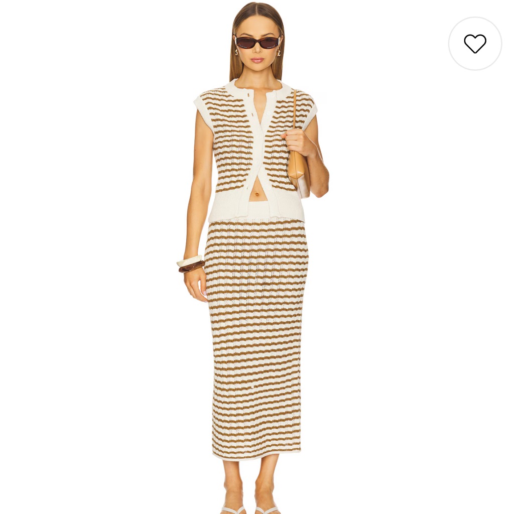 A.L.C. Striped Cream And Brown Women's Skirt Set